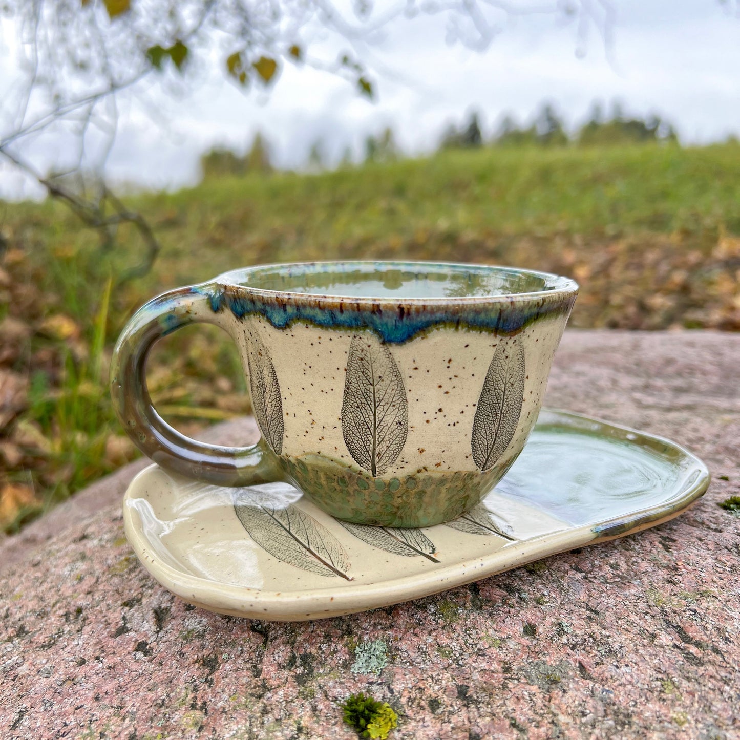 Cup and Saucer set Green Sage