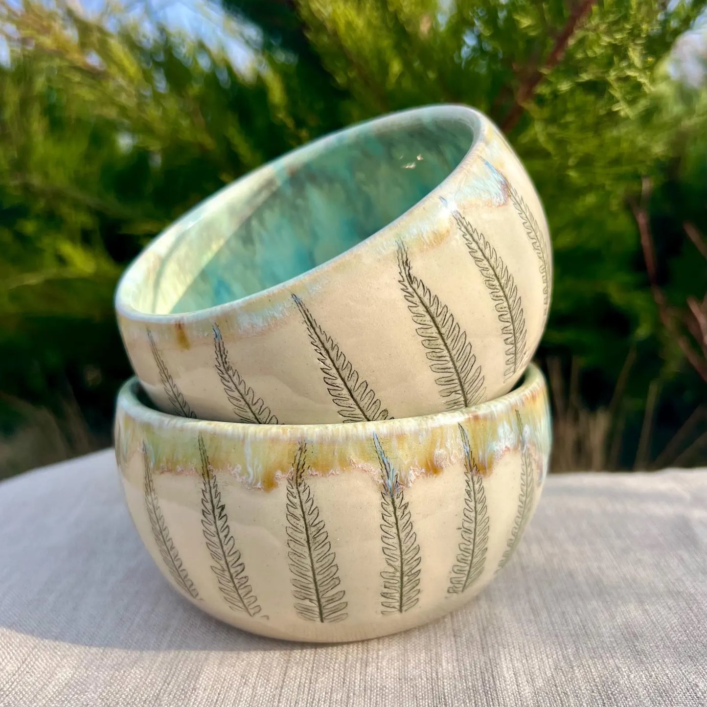 Bļodiņu komplekts ar papardītēm