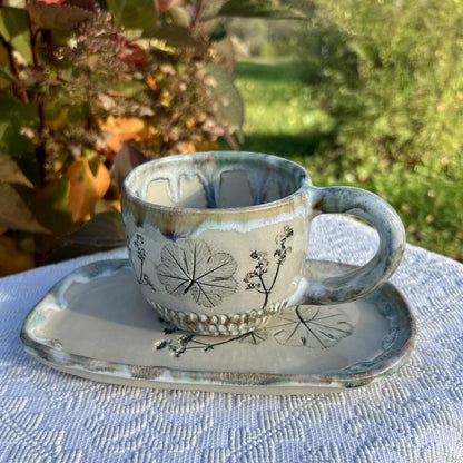 Botanical Cup and saucer with Lady’s-mantle Imprint